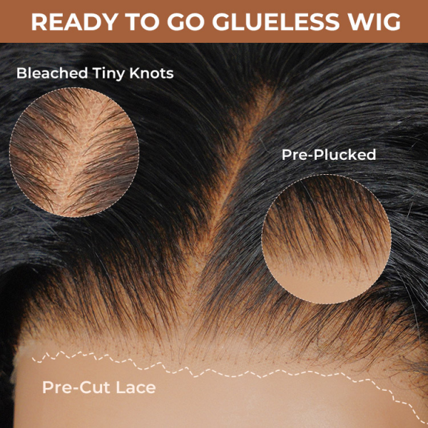 7x5 Body Wave Lace Closure Glueless Wig 100% Virgin Human Hair 180% Density with Pre-pleached Knots