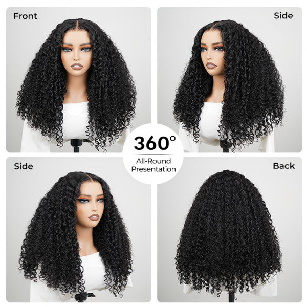 7x5 Ready-to-Go 180% Density Glueless Deep Curly Wig - Virgin Human Hair with Pre-Cut Lace, Pre-Bleached Knots & HD Lace