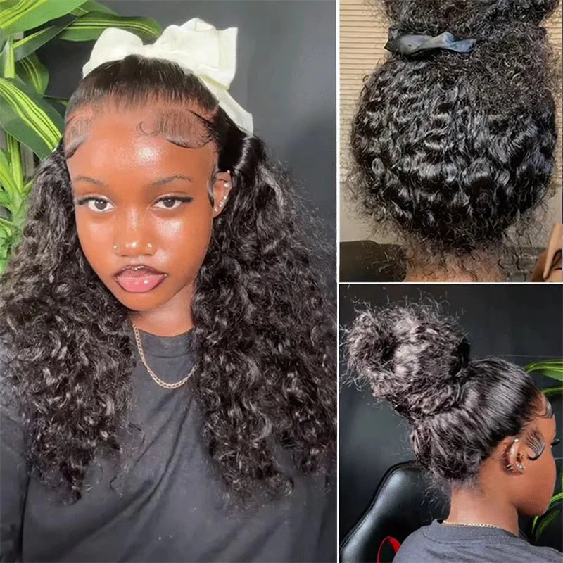 Glueless 360 Drawstring Deep Wave Lace Frontal - Virgin Human Hair Wig 200% Density