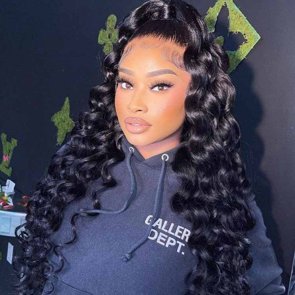 13x4 Loose Wave Lace Front Wig - 200% Density, HD Transparent Lace, 100% Virgin Human Hair