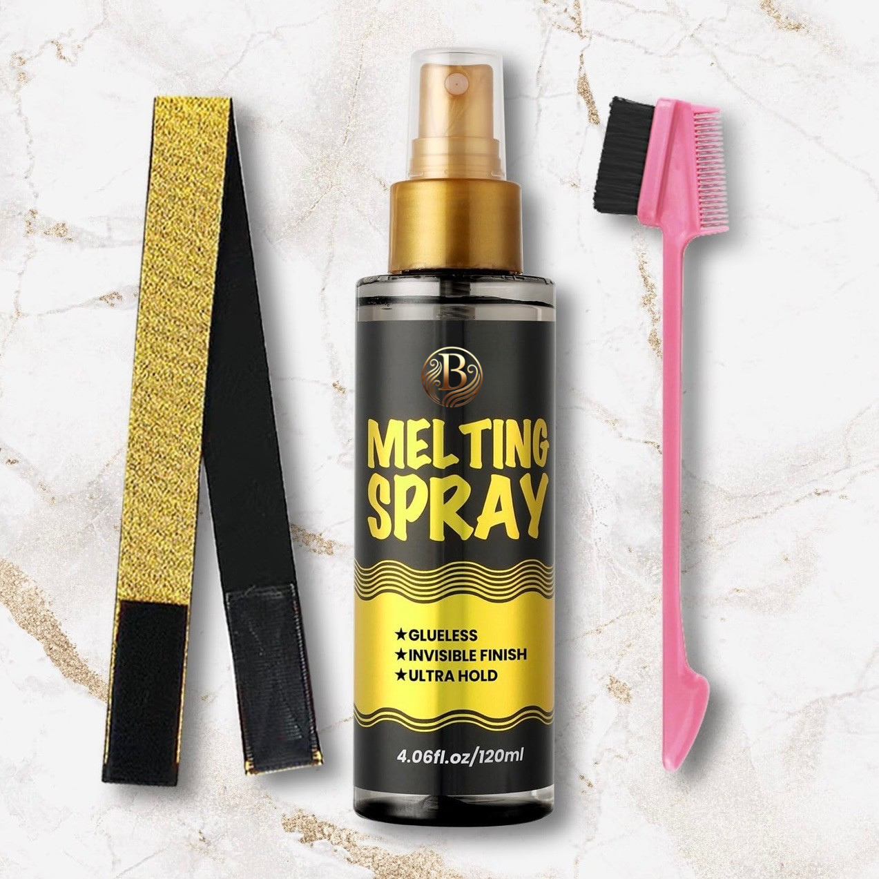 Wig Melt Kit : Ultra Hold Spray With Elastic Band + Edge Brush Set
