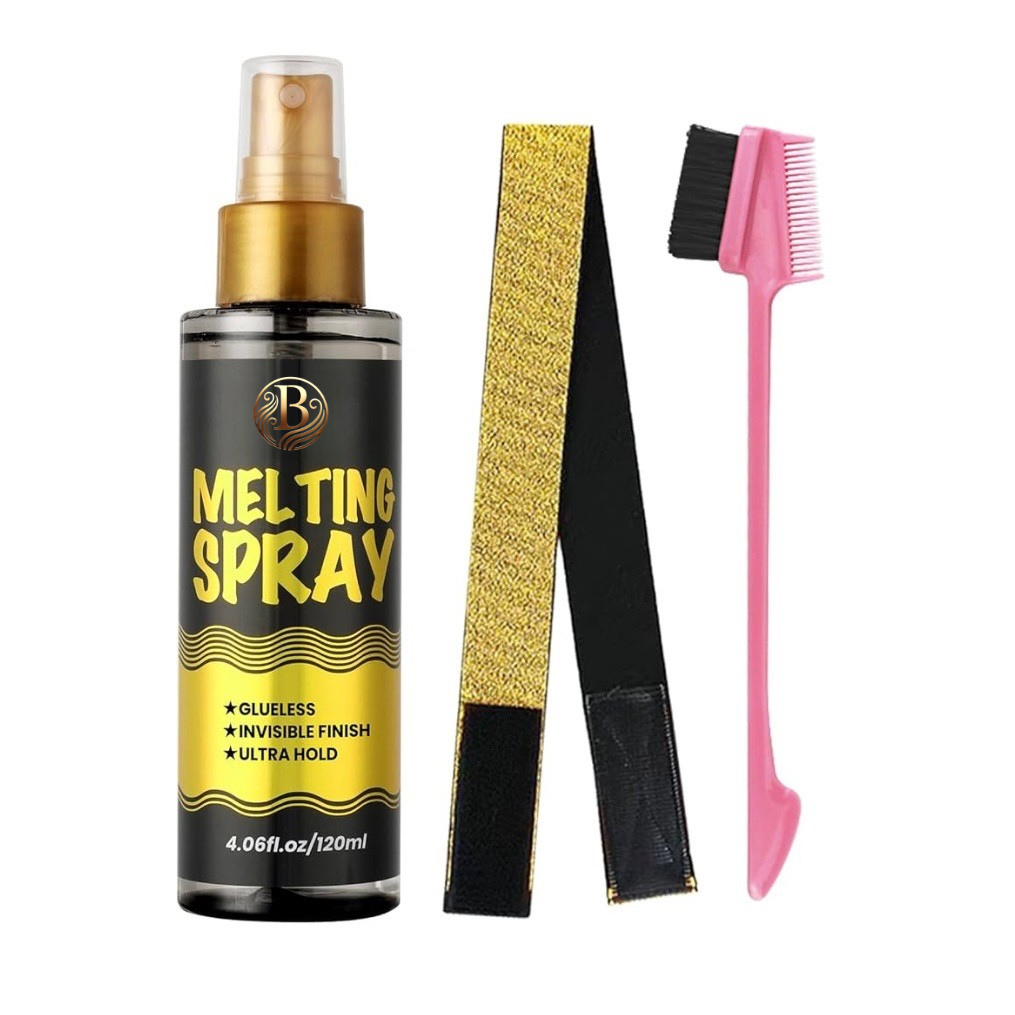 Wig Melt Kit : Ultra Hold Spray With Elastic Band + Edge Brush Set
