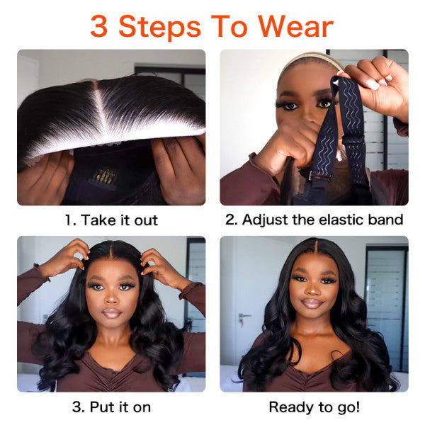 7x5 Body Wave Lace Closure Glueless Wig 100% Virgin Human Hair 180% Density with Pre-pleached Knots