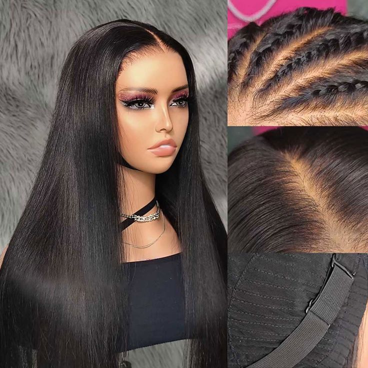 Beginner Friendly 7x5 Straight Glueless Wig - Virgin Hair Human Hair Wig with Pre-Bleached Knots, Pre-Cut Lace & Pre-Plucked Hairline