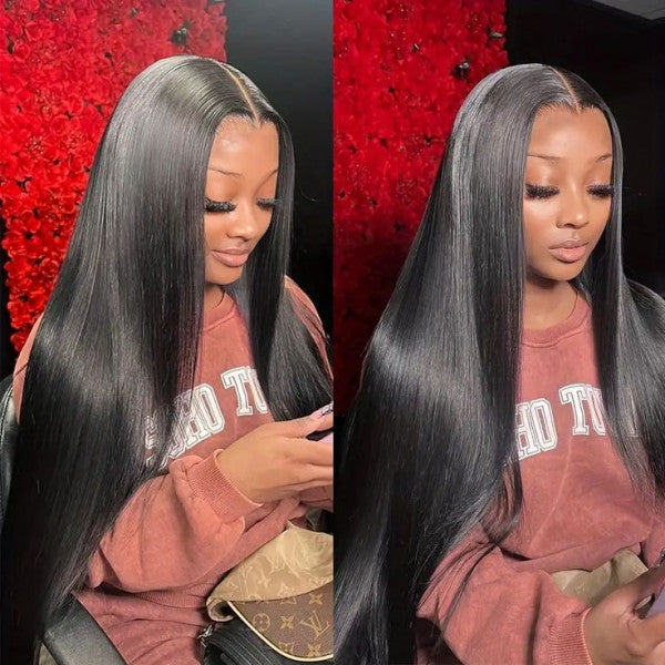 Beginner Friendly 7x5 Straight Glueless Wig - Virgin Hair Human Hair Wig with Pre-Bleached Knots, Pre-Cut Lace & Pre-Plucked Hairline