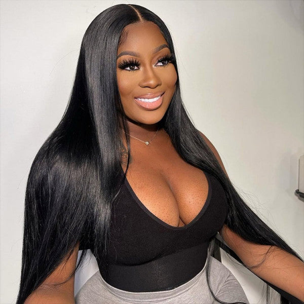 Beginner Friendly 7x5 Straight Glueless Wig - Virgin Hair Human Hair Wig with Pre-Bleached Knots, Pre-Cut Lace & Pre-Plucked Hairline