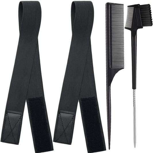 2 Pc Elastic Wig Band With Comb + Edge Brush Set