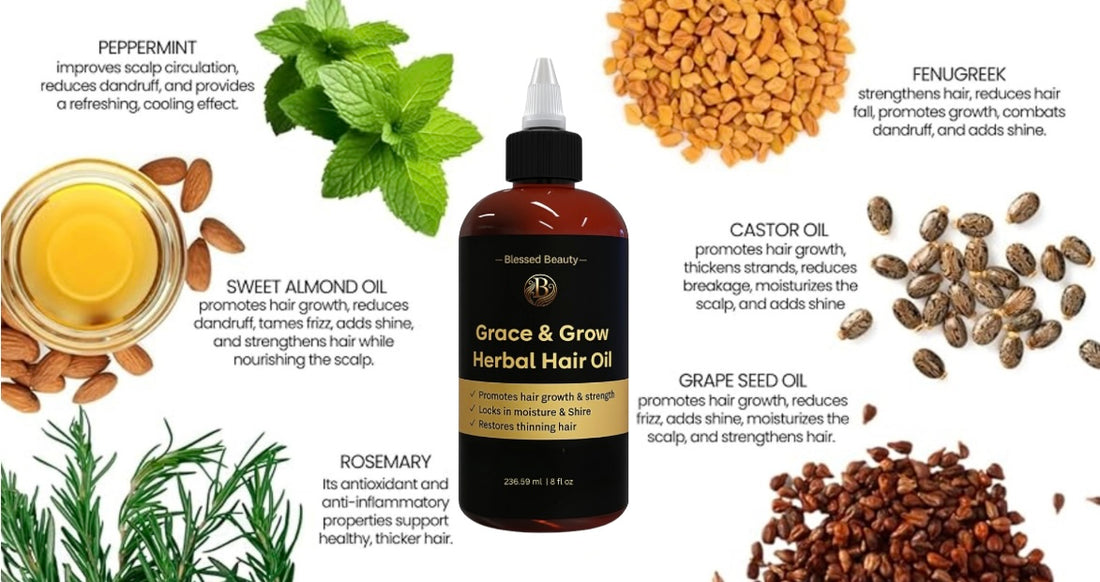 Grace & Grow Herbal Hair Oil - For Stronger, Thicker, Longer Hair