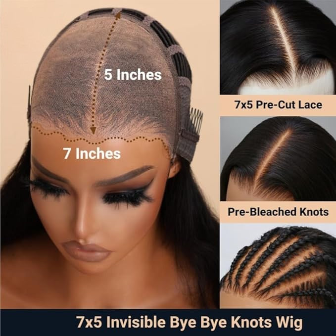 7x5 Glueless Short Curly Wig - 180% Density HD Lace Virgin Hair with Pre-Cut Lace, Pre-Bleached Knots & Pre-Plucked Hairline