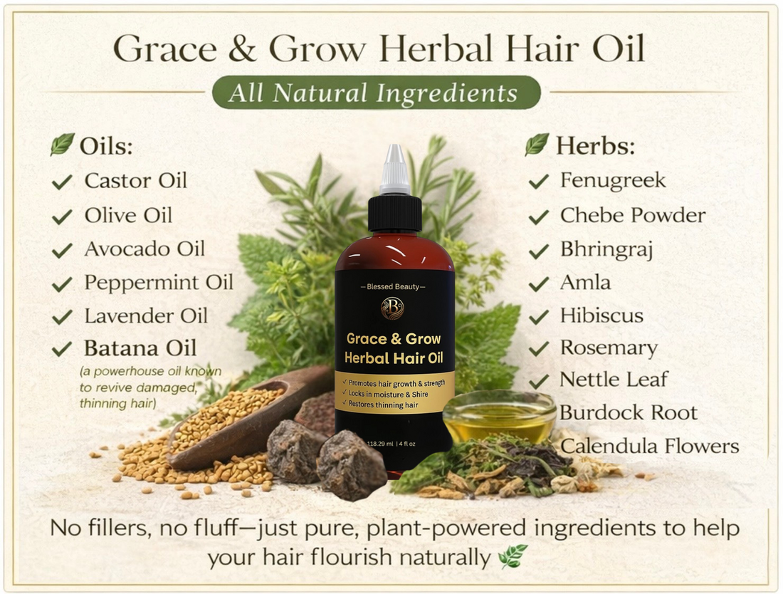 Grace & Grow Herbal Hair Growth Oil - Rosemary, Chebe & Ayurvedic Hair Oil
