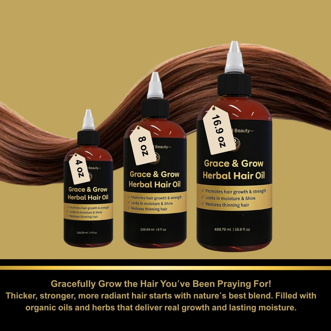 Grace & Grow Herbal Hair Oil - For Stronger, Thicker, Longer Hair