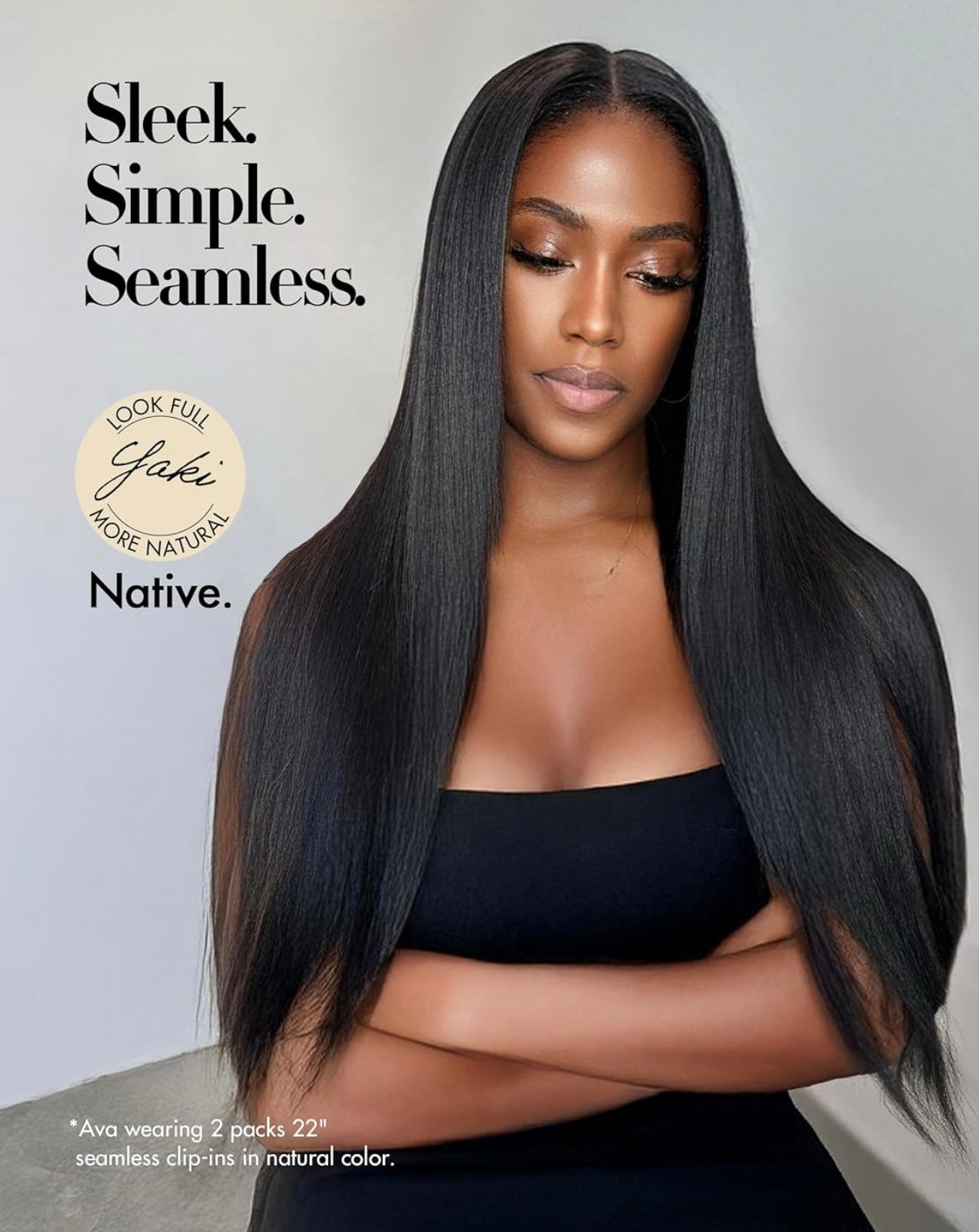220g Yaki Straight Seamless Human Hair Clip-In Extensions in Natural Black (2 Pk)