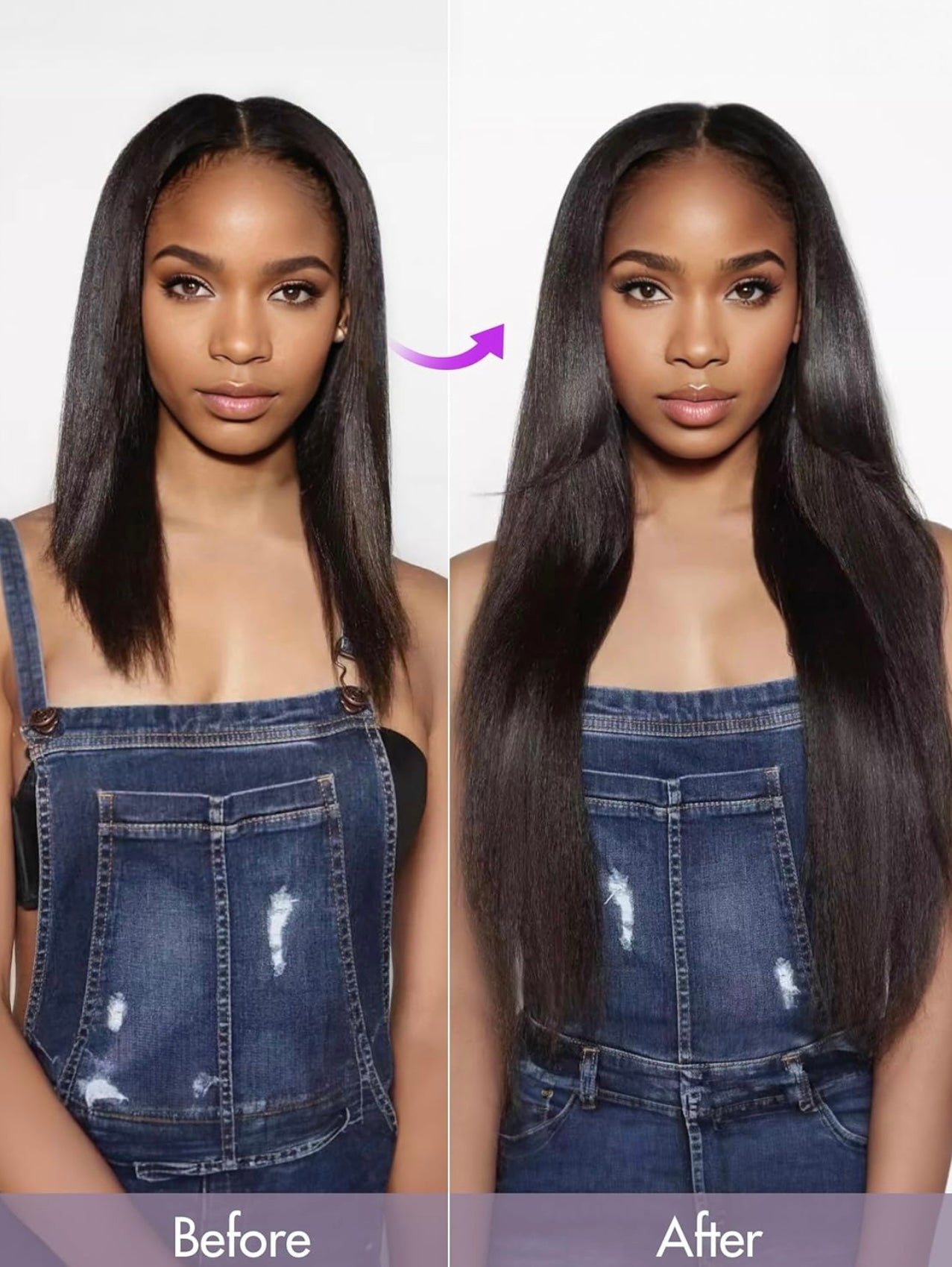 220g Yaki Straight Seamless Human Hair Clip-In Extensions in Natural Black (2 Pk)