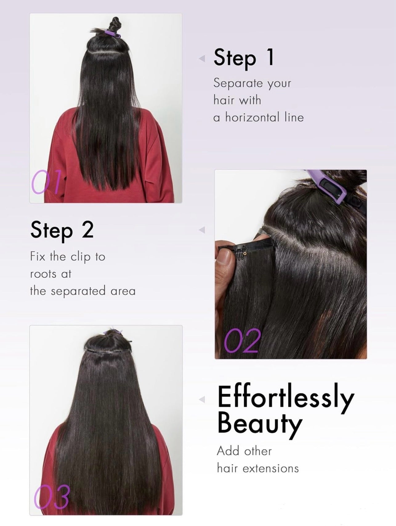 220g Yaki Straight Seamless Human Hair Clip-In Extensions in Natural Black (2 Pk)