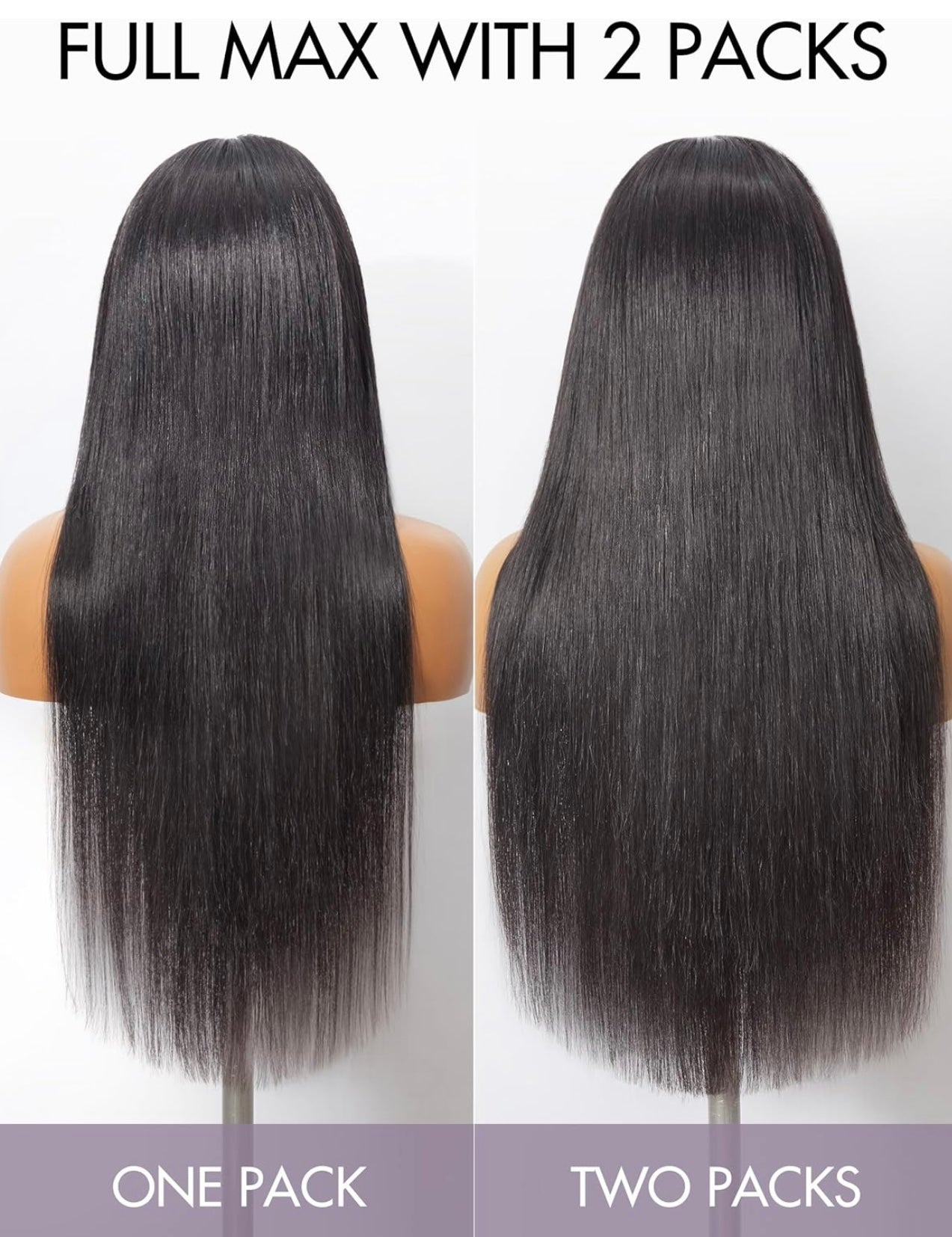220g Yaki Straight Seamless Human Hair Clip-In Extensions in Natural Black (2 Pk)
