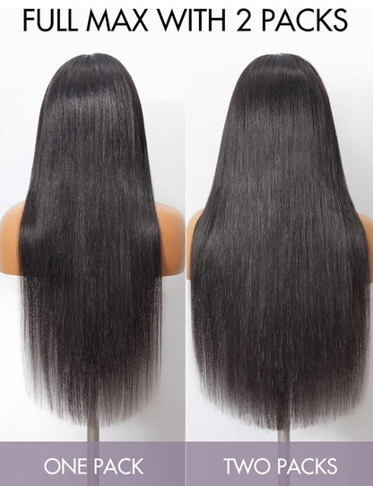 220g Yaki Straight Seamless Human Hair Clip-In Extensions in Natural Black (2 Pk)