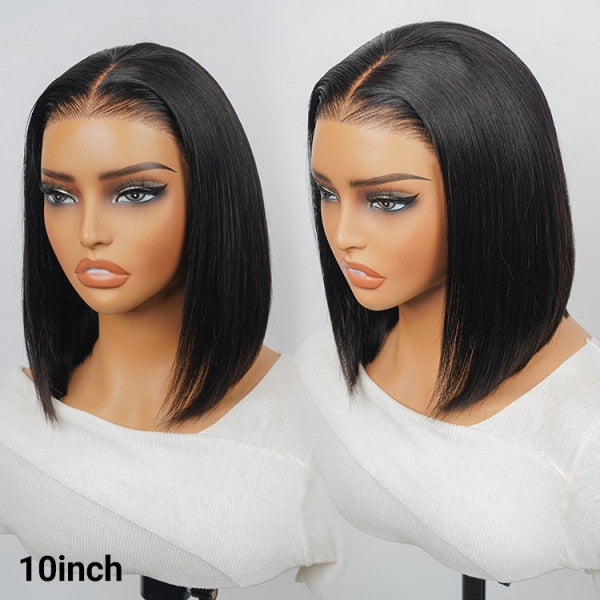5x5 Glueless Straight Bob Wig - 180% Density HD Lace Virgin Hair with Pre-Cut Lace, Pre-Bleached Knots & Pre-Plucked Hairline