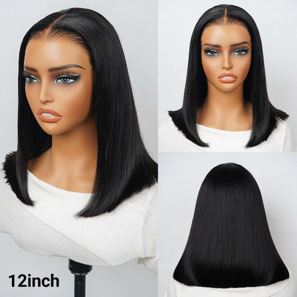 5x5 Glueless Straight Bob Wig - 180% Density HD Lace Virgin Hair with Pre-Cut Lace, Pre-Bleached Knots & Pre-Plucked Hairline
