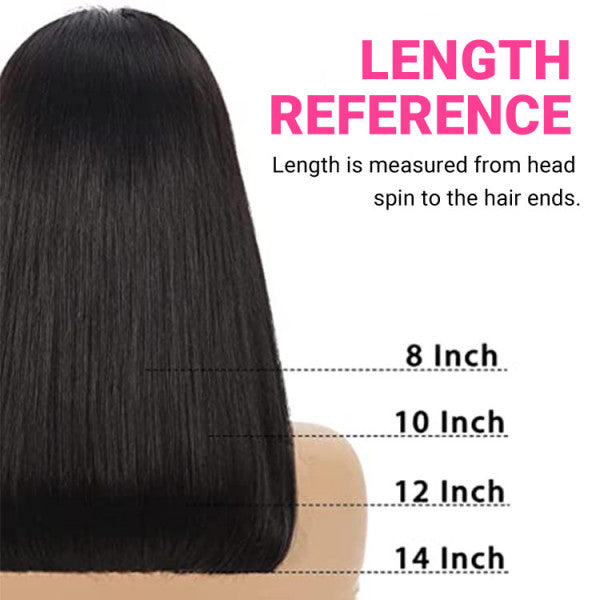 5x5 Glueless Straight Bob Wig - 180% Density HD Lace Virgin Hair with Pre-Cut Lace, Pre-Bleached Knots & Pre-Plucked Hairline