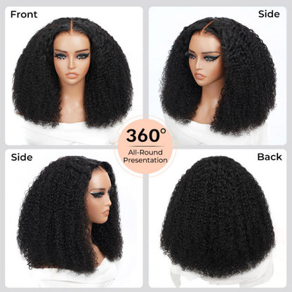 7x5 Glueless Short Curly Wig - 180% Density HD Lace Virgin Hair with Pre-Cut Lace, Pre-Bleached Knots & Pre-Plucked Hairline