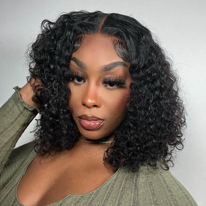 7x5 Glueless Short Curly Wig - 180% Density HD Lace Virgin Hair with Pre-Cut Lace, Pre-Bleached Knots & Pre-Plucked Hairline