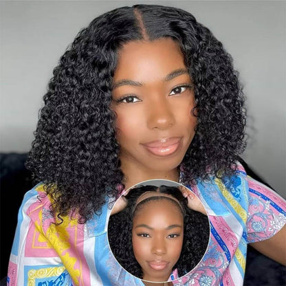 7x5 Glueless Short Curly Wig - 180% Density HD Lace Virgin Hair with Pre-Cut Lace, Pre-Bleached Knots & Pre-Plucked Hairline